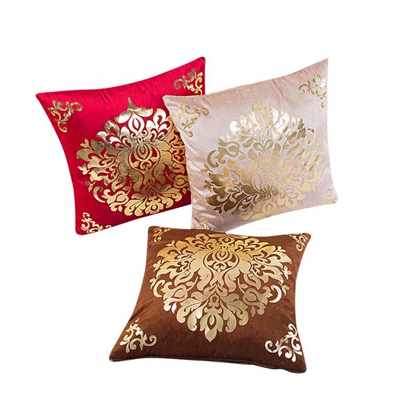 

printed l square bronzing christmas cushion cover gold printed pillow cover decorative pillow case sofa seat car pillowcase soft