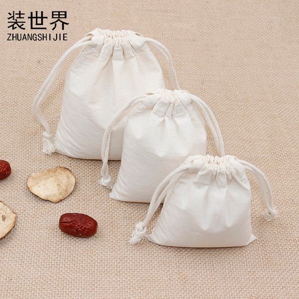 

5 pcs/lot 9*11cm 130g cotton pouch wholesale natural storage bag printed drawstring bags packing bags christmas gifts