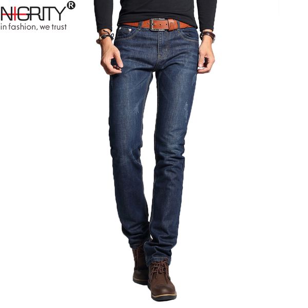 

nigrity 2018 brand new men's fashion jeans jeans for young men sale men's pants casual slim straight trousers ing, Blue