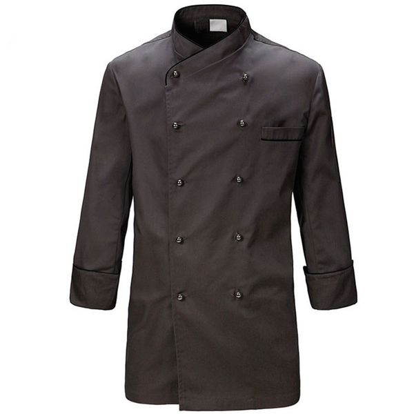 

gray poly cotton long sleeve shirt l restaurant professional chef uniform bistro diner kitchen catering staff work wear b70