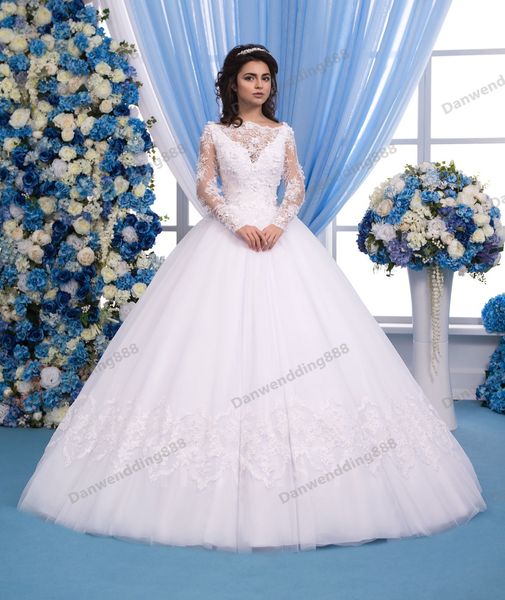 

grace white tulle long sleeves applique ball gown wedding dresses bridal pageant dresses wedding attire dresses custom size 2-16 zw713222