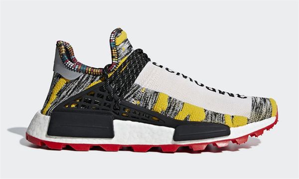 

2018 pharrell williams x originals nmd hu trial solar pack moth3r m1l3l3 human race men women running shoes authentic sneakers with box, White;red