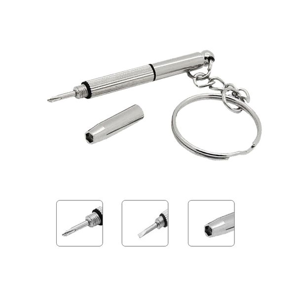 

new arrival portable multifunction screwdriver keychain silver mini home practical screwdriver combination tool high quality