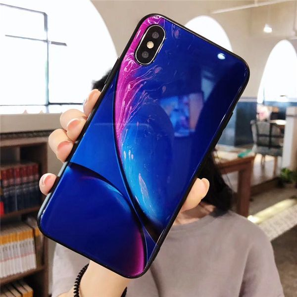 

2018 for iphone 8 plus tempered case official wallper galss case earth galaxy pattern mirror case