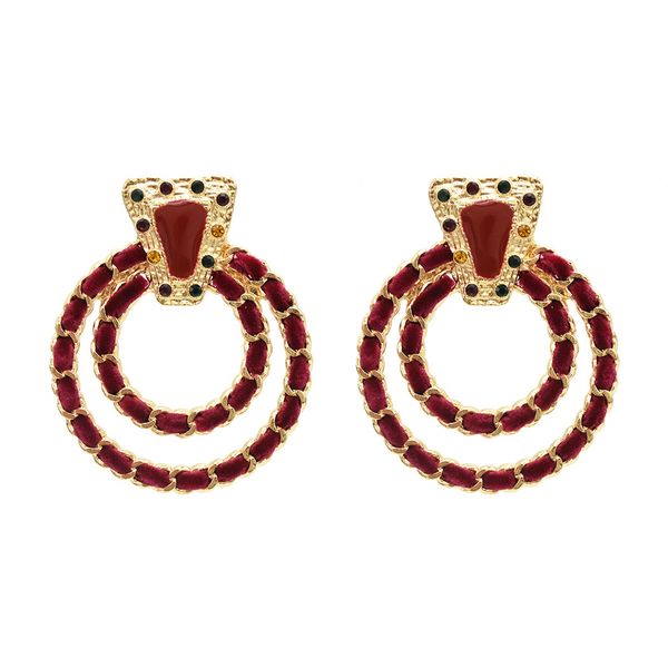 

fashion 3 colors trendy suede crystal round drop earrings for women jewelry gift, Silver