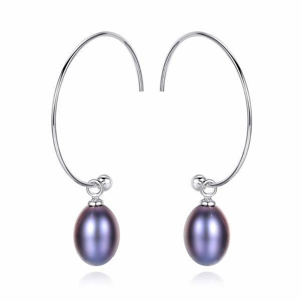

new fashion big half circle earwire 925 sterling silver drop earring for women fine freshwater pearl paved banquet gifts, Golden;silver