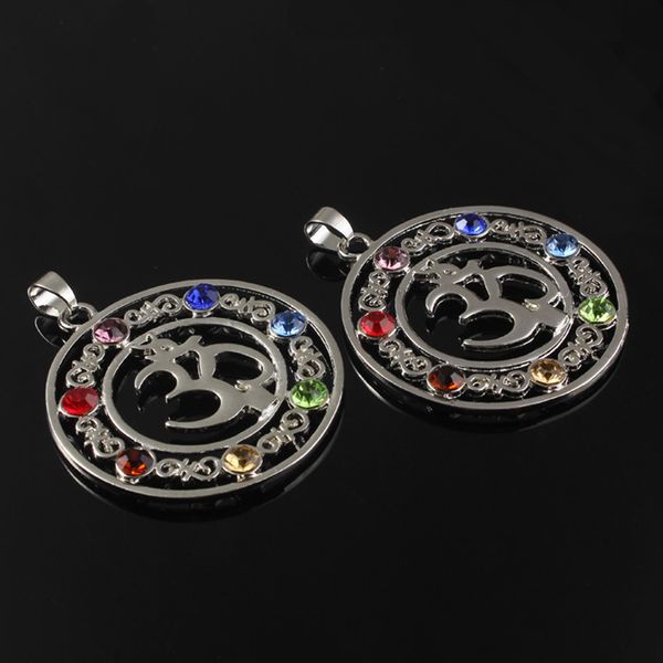 

DIY Reiki 7 Crystal Rhinestone Amulet Pendant Yoga Meditation 3D Chakra for Necklace Pendants Fashion Charm Jewelry