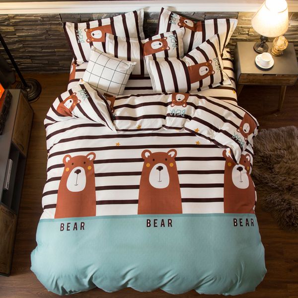 

cartoon bear reactive printing twin full  king size-christmas gift sheet, duvet cover + flat sheet + pillowcase 3/ 4pcs
