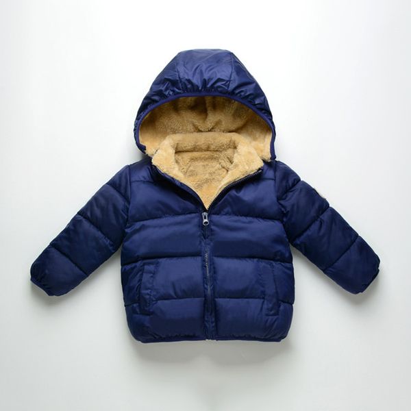 

2018 boys jacket fashion blue warm coat kids casual winter hooded fleece jacket autumn boys clothing children black baby coat s, Blue;gray