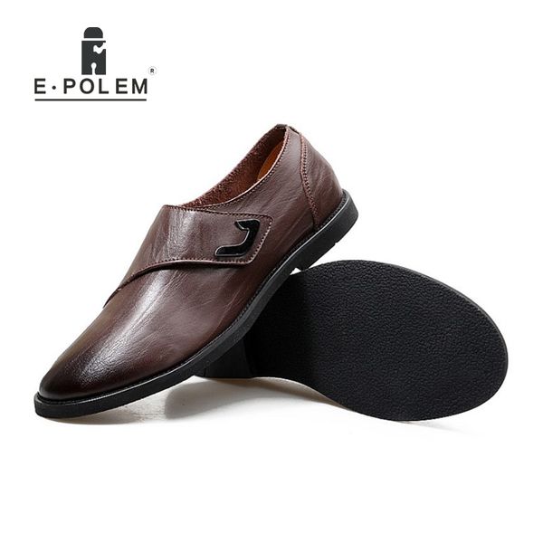 

spring autumn men business casual genuine leather breathable men shoes han style fashion waterproof low help slip on shoes, Black