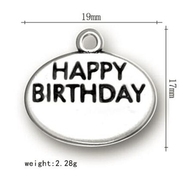 

2021 alloy engraved happy birthday oval charm jewelry, Bronze;silver