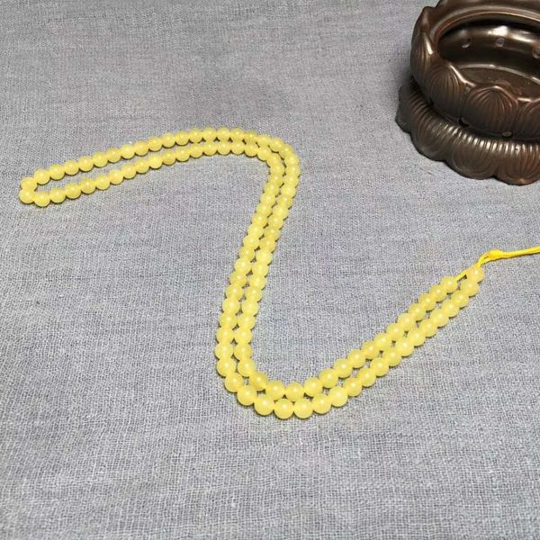 

j52#hetian jade yellow mouth material 108 bracelets, jade is warm and delicate, Golden;silver
