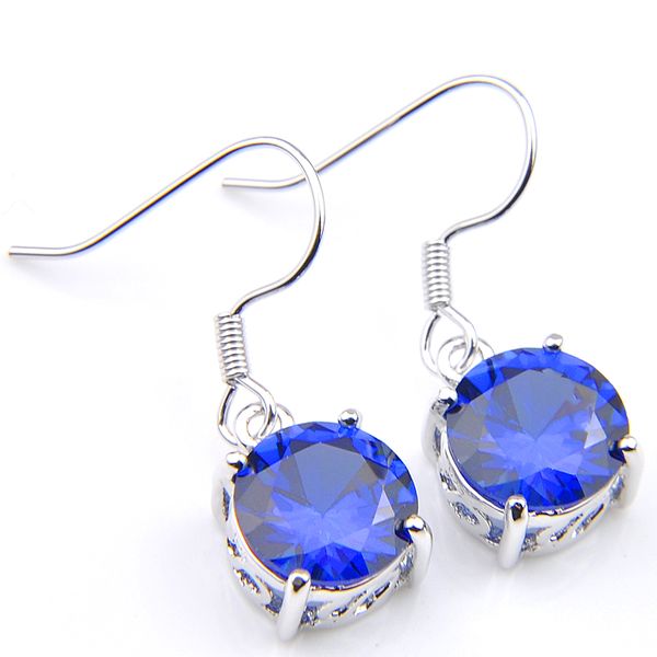 

10prs classic dazzling fire round mystic blue z cubic zirconia gemstone silver dangle earrings for holiday wedding party