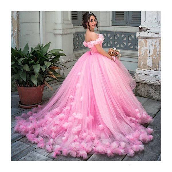 

Quinceanera платья бальное платье принцессы Опухшие 2019 розовый тюль маскарад Сладкие 1