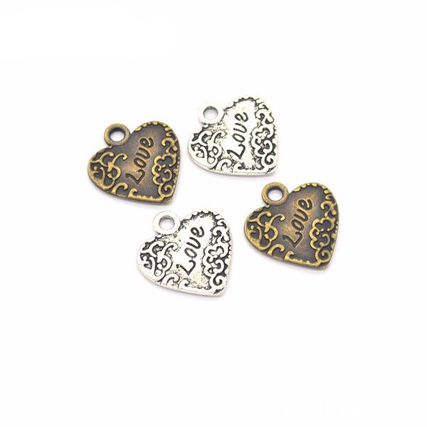 

bulk 300 pcs made with love heart charms pendant antique silver tone and antique bronze ing, Bronze;silver