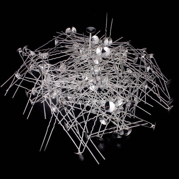

1000pcs lot white silver plated metal hair pin blank base for diy fashion women weding hair jewelry ing, Golden;silver