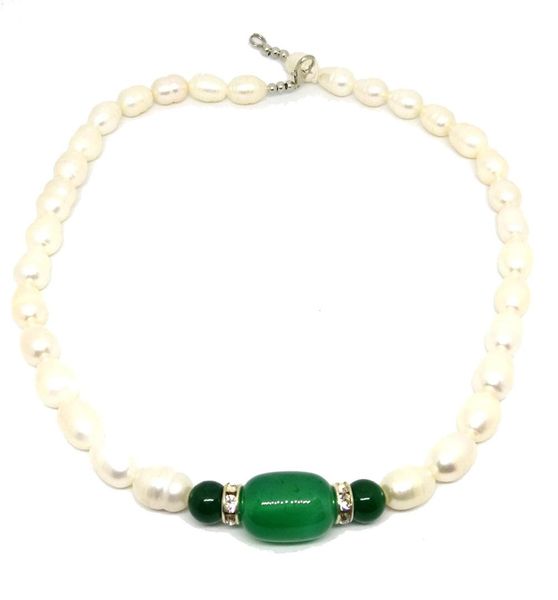 

natural pearl emerald green jade pendant necklace morther jewelry gift gemstone wholesale, Silver