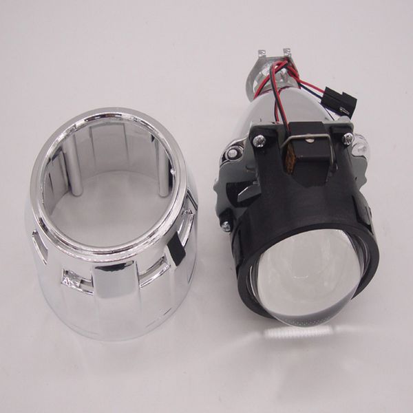 

hid bi-xenon projector lens 2.5" inch headlight xenon kit h4 white 6000k shroud easy installation