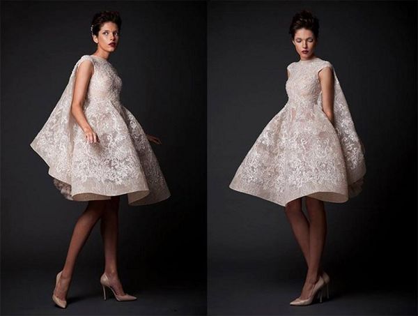 

2018 новый krikor jabotian свадебные платья аппликация jewel рукавов пляж платья длиной до колен атласные трапеция свадебные платья со склад, White