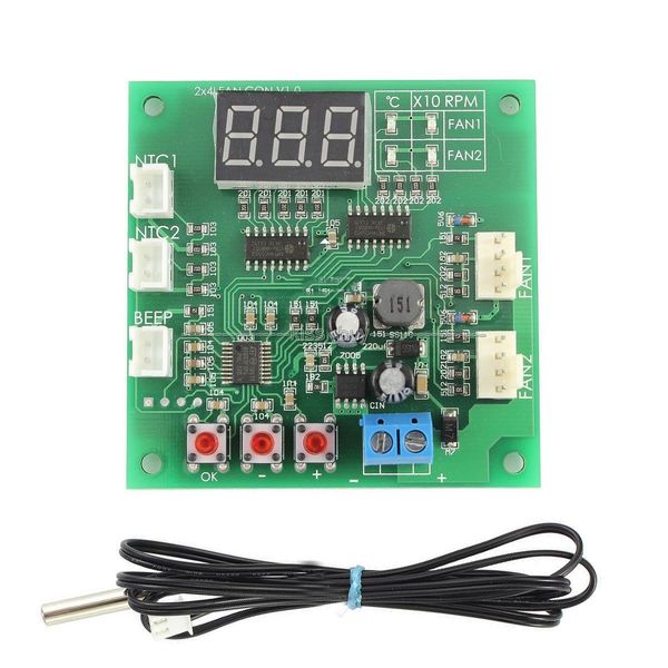 Freeshipping Ventola Termostato Regolatore PWM a 2 vie a 4 fili dc 12V / 24V / 48V Velocità di temperatura con display a led digitale