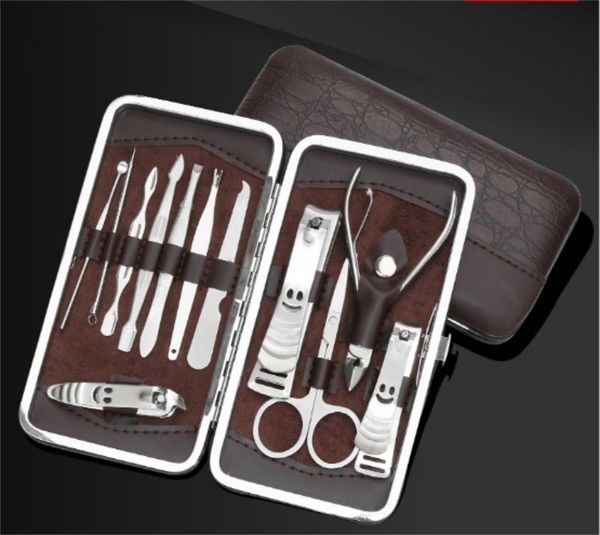 

12pcs manicure set and kit pedicure scissor tweezer knife ear pick utility nail clipper kit, stainless steel sets /by dhl 50sets