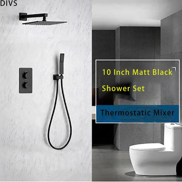 

thermostatic shower set wall mounted matte black bathroom shower 10 inch shower mixer tap instagram style ducha