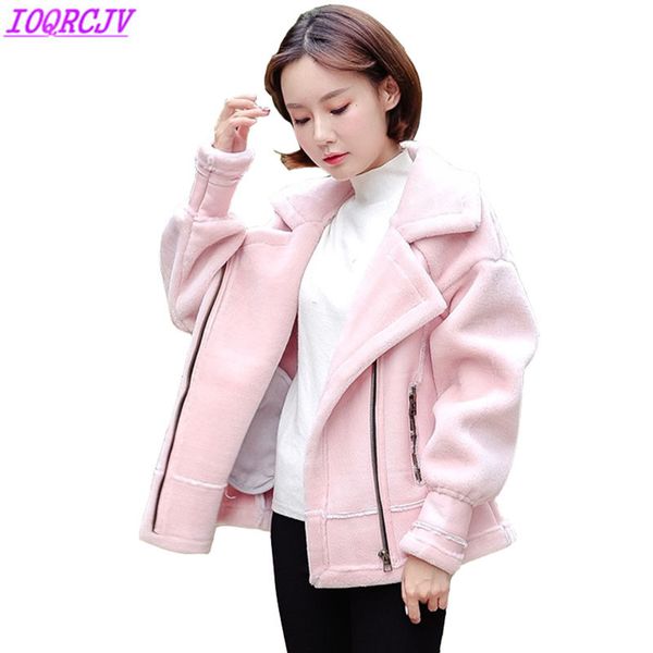 

winter short coat women 2018 pu leather jacket flocking thick warm cashmere faux fur coat plus size student short jackets h540, Black