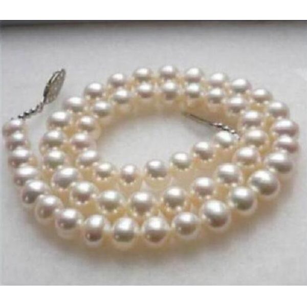 

9-10mm natural white south sea pearl necklace 20 inch fishtail shape clasp, Silver