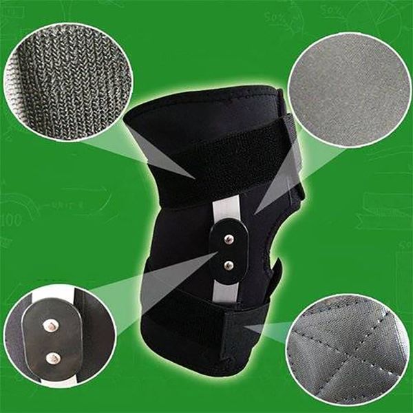 

adjustable hinged knee sports safety knee support brace stabilizer flexible hinge pad guard breathable protector strap, Black;gray