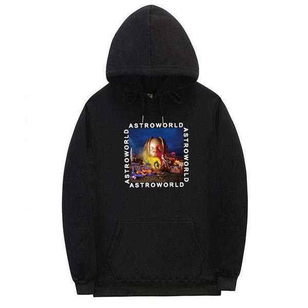 

new print travis scotts astroworld hoodies men and women hip hop streetwear hoodies sweatshirt male plus size s-2xl, Black