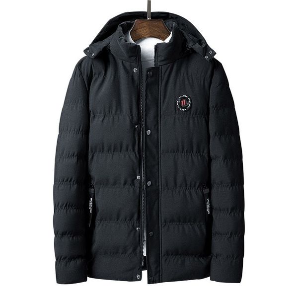 

varsanol 2018 parka men new winter jacket parka coat for men warm coat fashion solid parkas homme thickening hat warm coats, Black