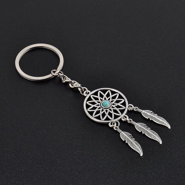 

silver metal key chain ring feather tassels dream catcher keyring keychain gift decoration pendant new year dreamcatcher gift