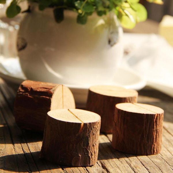 

Tree Stump Craft Place Card Holder Wood Slice Rustic Style Photo Clip Home Natural Wooden Decoration NNA122