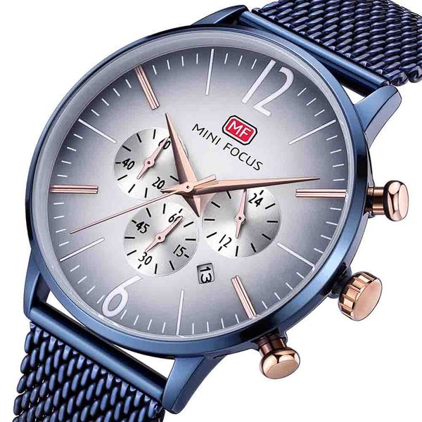 

wengle new mini focus commerce movement multifunction mesh belt three eyes calendar tempered glass three needles luxury quartz watch, Slivery;brown