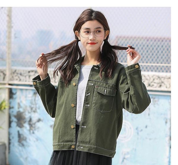 

send 2018 spring and autumn new style long sleeved cowboy coat jacket, Black;brown