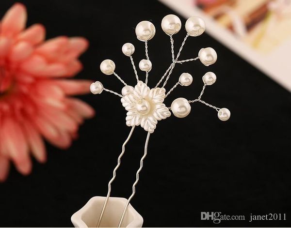 

wedding bridal hair pins hair accessories rhinestone flower u pins women party head pieces bridal head pieces korean style, Slivery;golden
