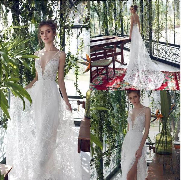 

limor rosen новый русалка свадебные платья v шеи развертки поезд свадебные платья спинки кружева аппликация пляж свадебное платье на заказ с, White