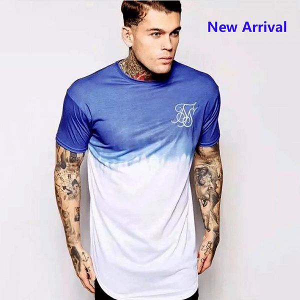 t shirt new arrival summer mens t shirts hip hop casual print crew neck pullover tee gradient color comfortable fit size m-2xl, White;black