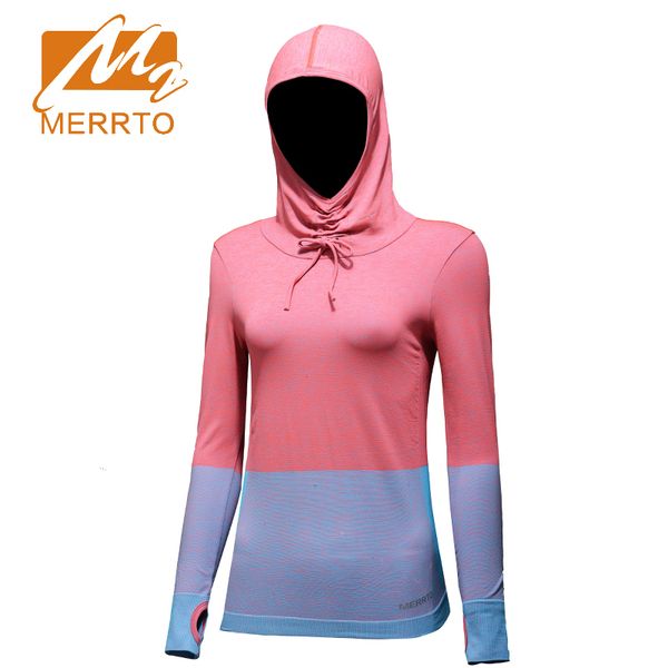 

2018 merrto womens outdoor sports hooded coats light weight breathable running jackets quick dry for women mt19280, Black;red