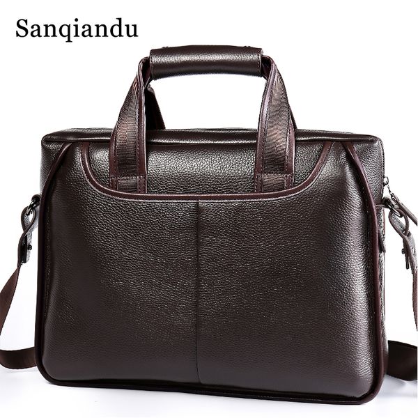 

100%genuine leather men lapbag briefcase fashion men's business bags casual leather messenger bag for men male briefcase