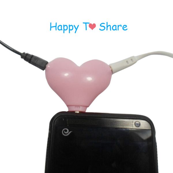 

3.5mm headphone splitter heart shape stereo audio jack adapter splitter cable male to 2 female