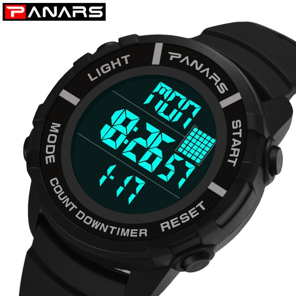

panars outdoor fitness mens digital watches waterproof chronograph led display watch hour for men sport wristwatch clock 8103, Slivery;brown