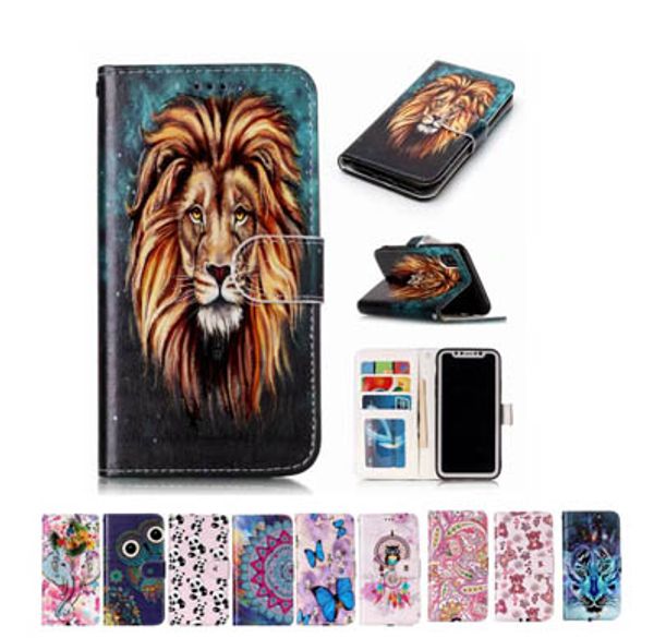 

Lion Tiger Flower Кошелек для флип-карты Кожаный чехол для iPhone XS Max XR XS 8 7 6S Plus Samsung S10 5G Plus A50