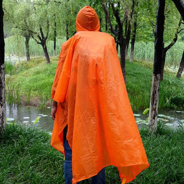 

rain cape poncho with rain cover backpack outdoor raincoat travel multifunctional climbing cycling tent mat awning, Red;brown