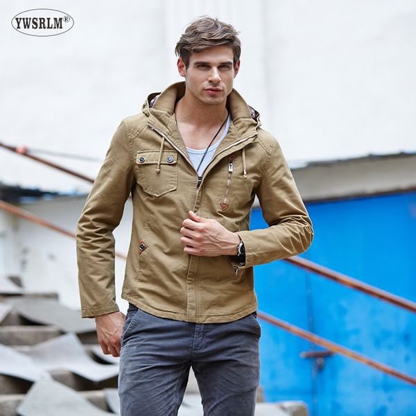 

ywsrlm 2018 mens hooded collar autumn men's jackets style cotton khaki and green color coat men army pilots m-4xl, Black;brown