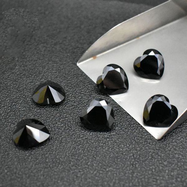 

500pcs/lot black cz 3-8mm heart shape cubic zirconia machine cut synthetic loose stones for jewelry setting ship