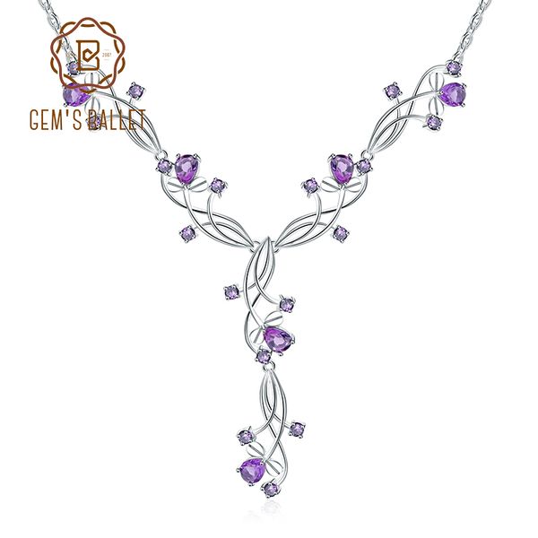 

gem's ballet 6.39ct women's natural amethyst gemstone necklaces 925 sterling silver purple romantic necklace fine jewelry