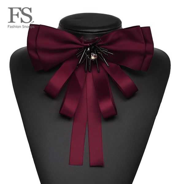 

fashionsnoops new classic cloth clip women tie bow brooches fashion lovely bowknot charming statement scarf brooches pins, Gray