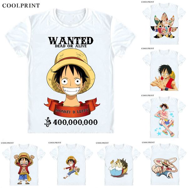 

coolprint one piece t-shirts short sleeve shirts anime manga wan pisu straw hat pirates monkey d. luffy straw hat luffy cosplay shirt, White;black