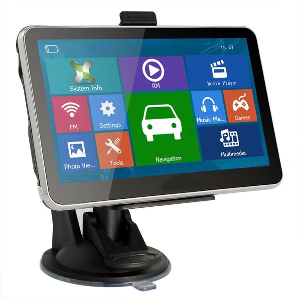 Sıcak HD 7 inç Araba GPS Navigator Bluetooth AVIN FM 800 * 480 Dokunmatik Ekran 800 MHZ WinCE6.0 Yeni 4 GB IGO Primo Haritalar